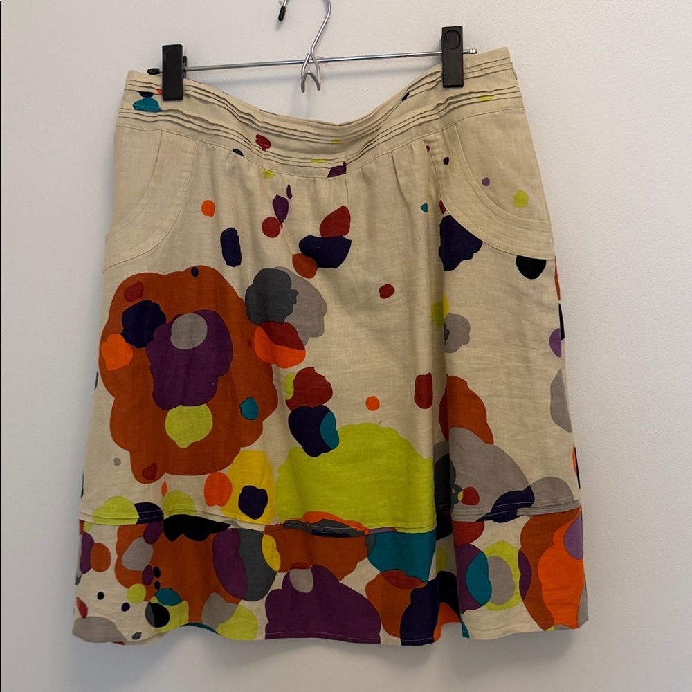Etcetera Abstract Print Linen Skirt Size 8 | Boutique Designer